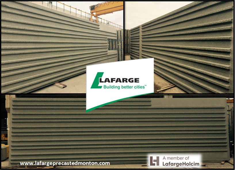 Lafarge Precast Edmonton insulated Concrete Insulcore sandwich wall panel ribbed design