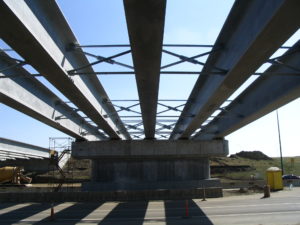 Lafarge Precast Edmonton concrete precast prestressed bridge girder installation