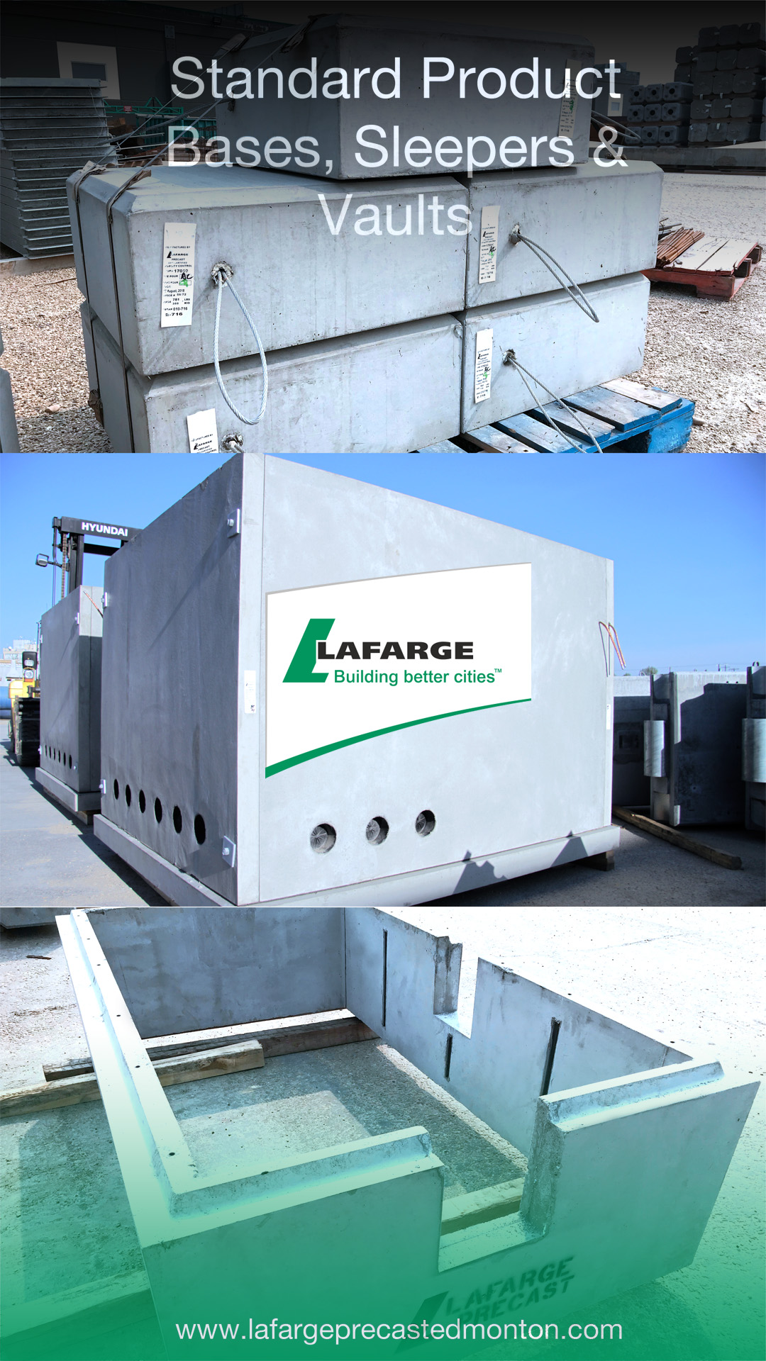 Lafarge Precast Edmonton vaults sleepers utility Cabinet Bases
