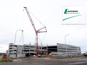 precast september concrete-spandrel-parkade-installation-by-lafarge-precast-edmonton