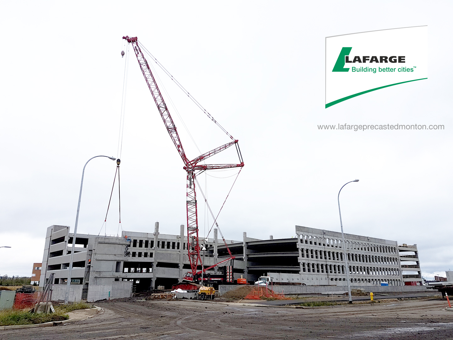 precast september concrete-spandrel-parkade-installation-by-lafarge-precast-edmonton