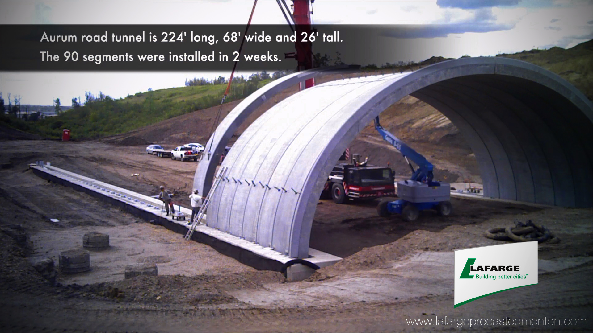 Lafarge Precast Edmonton Arches Install Crane Erection Concrete Cement Modular Construction