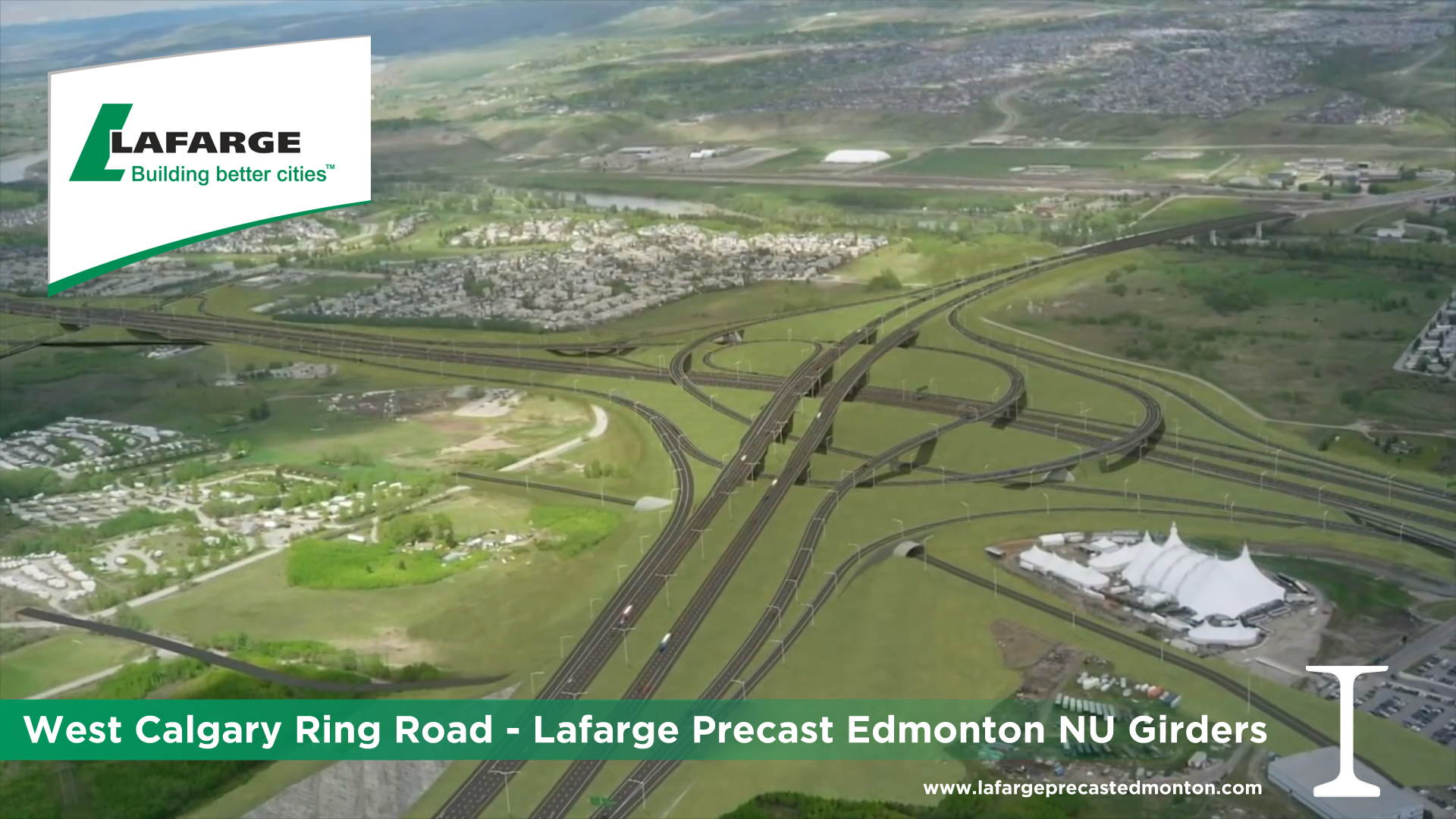West Calgary Ring Road precast concrete NU Girders by Lafarge Edmonton AB Bridge Infrastructure Transportation