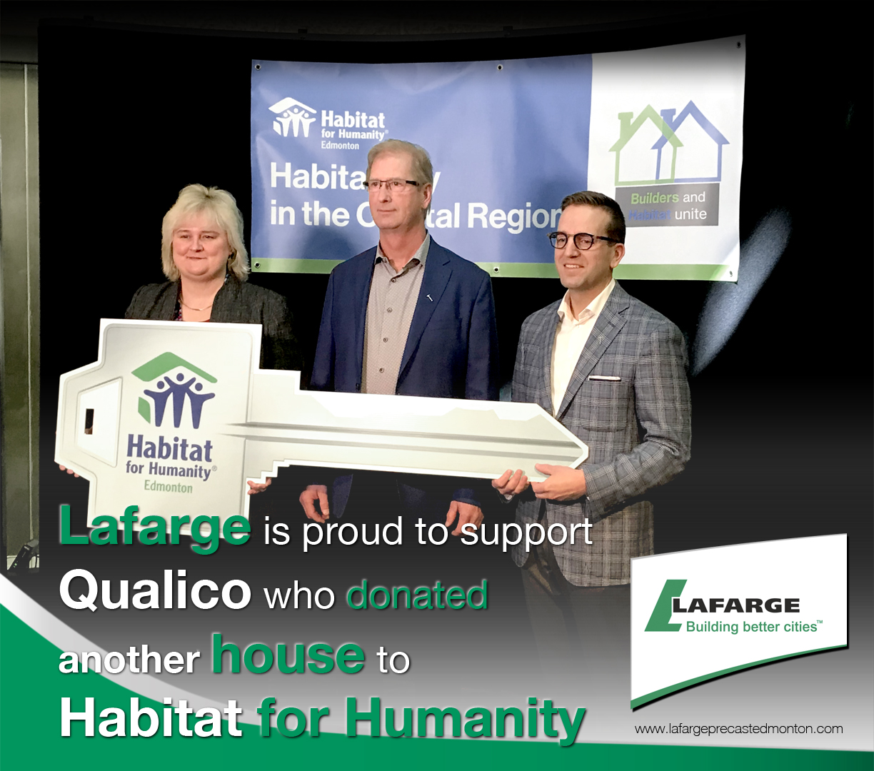 Qualico Habitat for Humanity Concrete Precast Cement Edmonton Lafarge Ready Mix