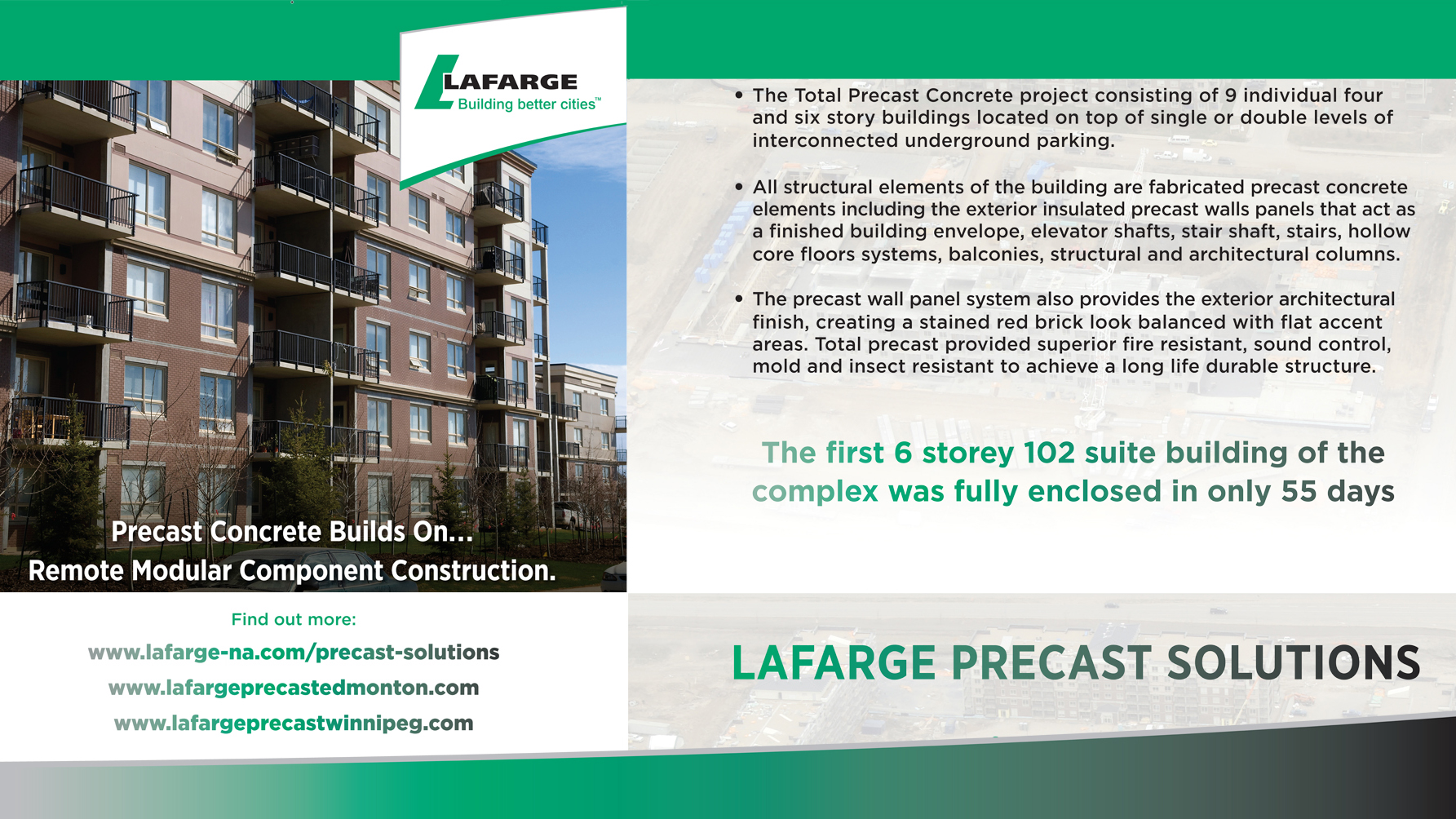 Lafarge Precast Edmonton Eagle Ridge Solutions Total Concrete Panels Building Construction Delivery Insulcore Sandwich architectural